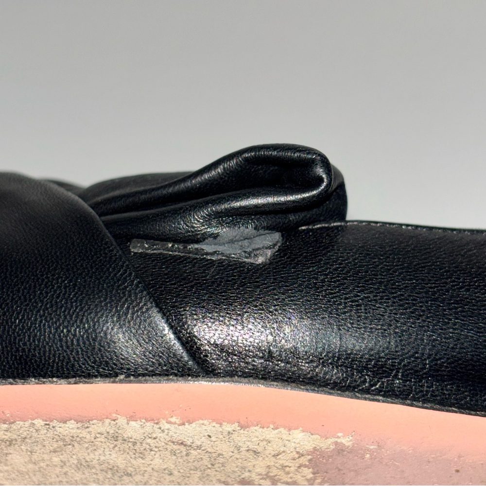 Aquazzura Black Leather Flats with Bow - Picture 10 of 10